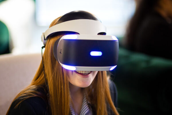 An attendee wearing a VR Headset at a Stemettes event.