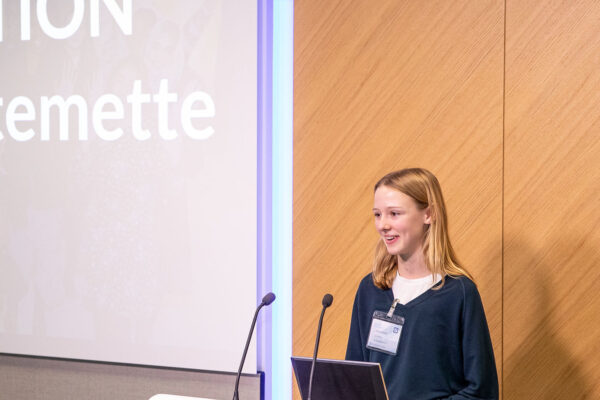 An attendee presenting at a Stemettes event.