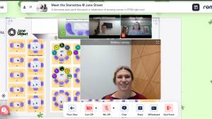 Screenshot of speakers at virtual networking event