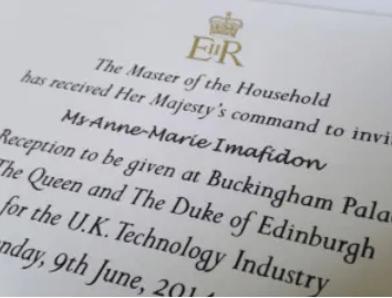 An invitation to Anne-Marie Imafidon to visit the queen.