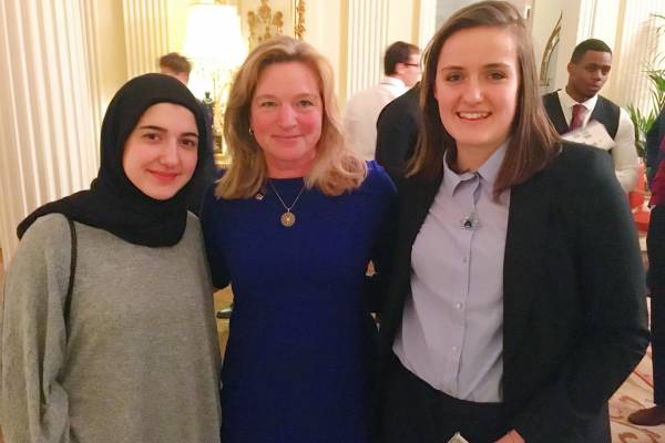 Dr Ellen Stofan Chief Scientist of NASA with Stemettes Nancy Harman and Waafa Farhat.