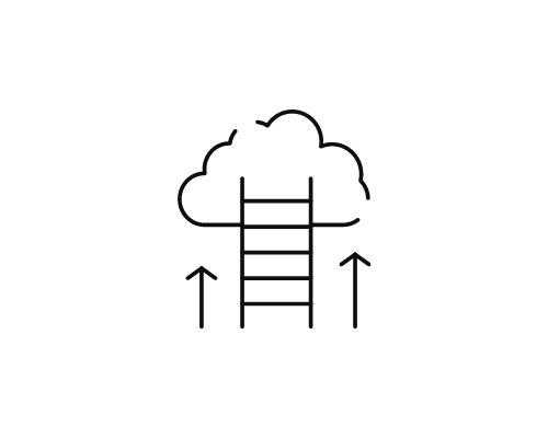 An icon of a ladder leading to a cloud, with two arrows either side of the ladder.