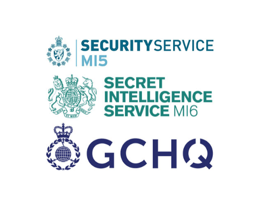 MI5, MI6 and GCHQ logo on a white background