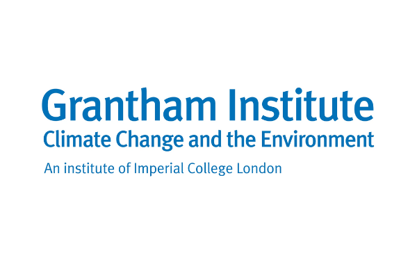 Grantham Institute Climate Change and the Environment logo in blue text on a white background