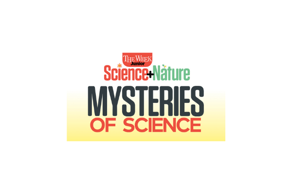 The Week Junior Mysteries of Science logo on a white and yellow gradient background