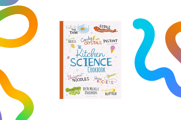 The Kitchen Science cookbook cover on a transparent background with colourful noodles