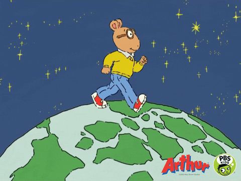 Arthur walking/travelling round the globe gif | Stemettes Zine