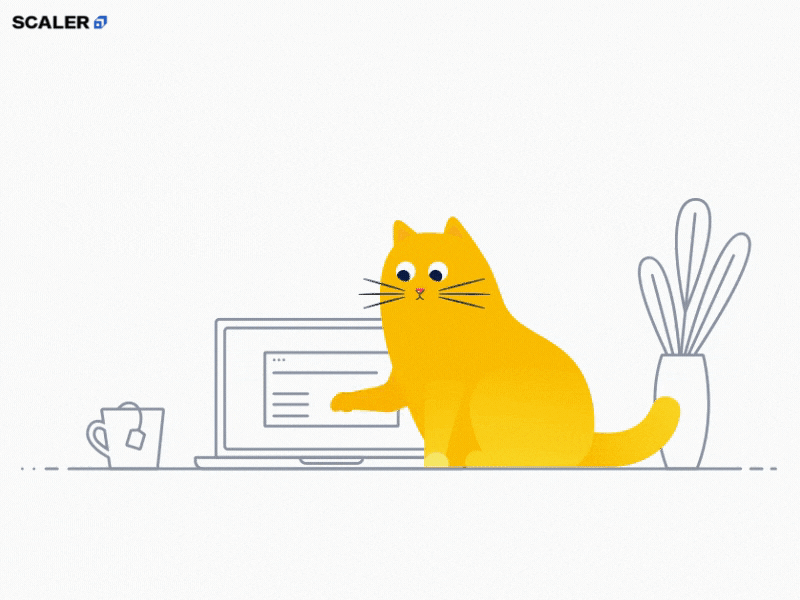 Gif of a cartoon cat playing with a computer