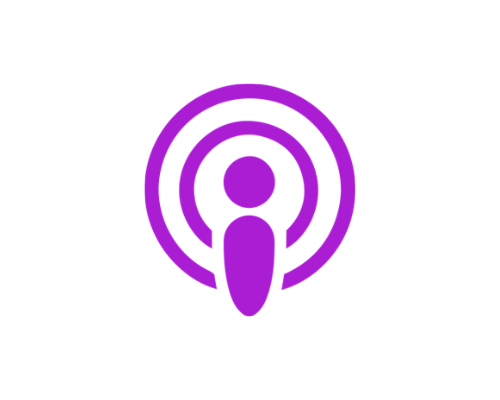 Apple Podcast logo on a white background.